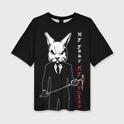 Женская футболка оверсайз Cruel rabbit, my year - my rules