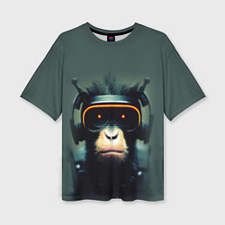 Женская футболка оверсайз Кибер-обезьяна