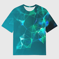 Футболка оверсайз женская Геометрическая конструкция на бирюзовом фоне, цвет: 3D-принт