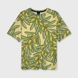 Женская футболка оверсайз Винтажные ветви оливок