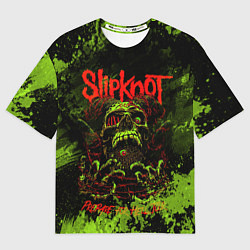 Футболка оверсайз женская Slipknot green череп, цвет: 3D-принт