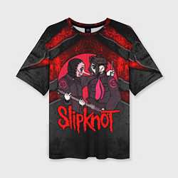 Женская футболка оверсайз Slipknot black and red