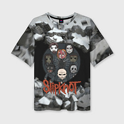 Женская футболка оверсайз Slipknot объемные плиты black