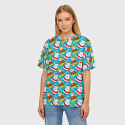 Футболка оверсайз женская Санта новогодний, цвет: 3D-принт — фото 2