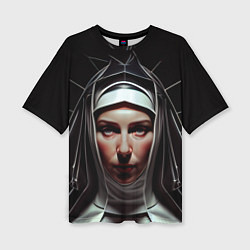 Женская футболка оверсайз Нейросеть: монахиня