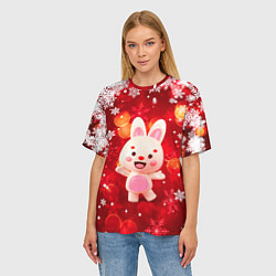 Футболка оверсайз женская Зайчик и снегопад, цвет: 3D-принт — фото 2
