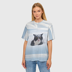 Футболка оверсайз женская Кот встречает свой Новый Год, цвет: 3D-принт — фото 2