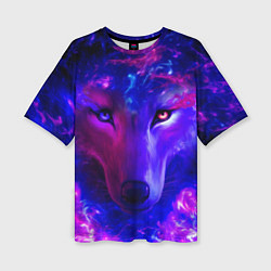 Женская футболка оверсайз Волшебный звездный волк