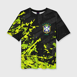 Футболка оверсайз женская Сборная Бразилия пятна, цвет: 3D-принт