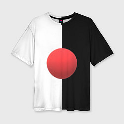 Футболка оверсайз женская Красный шар на черно-белом фоне с объемным эффекто, цвет: 3D-принт
