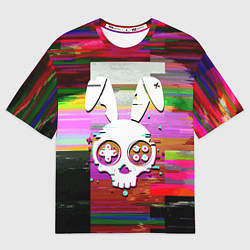 Женская футболка оверсайз Череп кролика - glitch