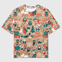 Футболка оверсайз женская New Year Merry Christmas, цвет: 3D-принт