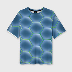 Футболка оверсайз женская Синии шестигранники, цвет: 3D-принт