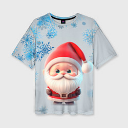 Женская футболка оверсайз Дед мороз и много снежинок