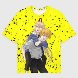 Футболка оверсайз женская Человек бензопила - Дэнджи и Пауэр, цвет: 3D-принт