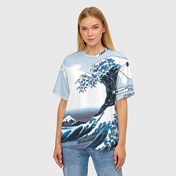 Футболка оверсайз женская Цунами в Японии, цвет: 3D-принт — фото 2