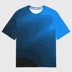 Футболка оверсайз женская Абстрактный темно синий узор волны, цвет: 3D-принт
