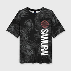 Женская футболка оверсайз Одинокий самурай и дракон