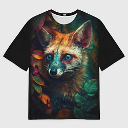 Женская футболка оверсайз Лисица в лесу