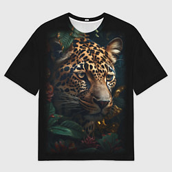 Женская футболка оверсайз Леопард фотореализм
