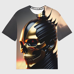 Футболка оверсайз женская Череп самурая в маске, цвет: 3D-принт