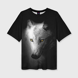 Женская футболка оверсайз Волк в полной тьме