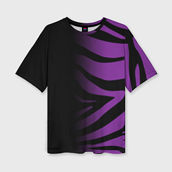 Футболка оверсайз женская Фиолетовый с черными полосками зебры, цвет: 3D-принт