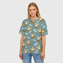 Футболка оверсайз женская Кот в облоках, цвет: 3D-принт — фото 2