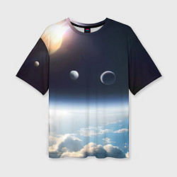 Женская футболка оверсайз Космос и планета Сатурн