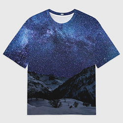 Футболка оверсайз женская Снежные горы и космос, цвет: 3D-принт