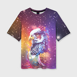 Женская футболка оверсайз Fantastic bird and starry space