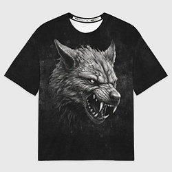 Футболка оверсайз женская Волк - grunge style, цвет: 3D-принт