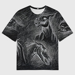 Женская футболка оверсайз Черепа коней - эскиз