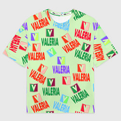Футболка оверсайз женская Валерия - разноцветный текст, цвет: 3D-принт