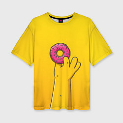 Женская футболка оверсайз Гомер и пончик