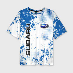 Женская футболка оверсайз Subaru blue logo