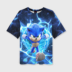 Женская футболка оверсайз Sonic electric waves