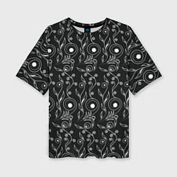 Женская футболка оверсайз Black style pattern