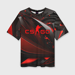 Женская футболка оверсайз CS GO red and black