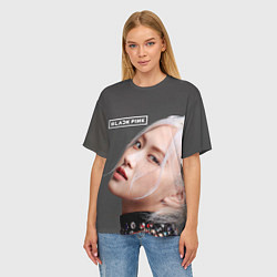 Футболка оверсайз женская Blackpink Rose gray, цвет: 3D-принт — фото 2