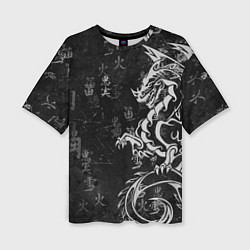 Футболка оверсайз женская White dragon - grunge, цвет: 3D-принт