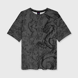 Женская футболка оверсайз Black dragon - grunge