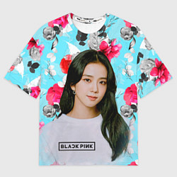 Футболка оверсайз женская Jennie Kim Blackpink flowers, цвет: 3D-принт
