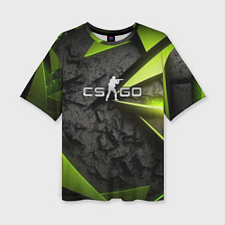 Женская футболка оверсайз CS GO green black abstract