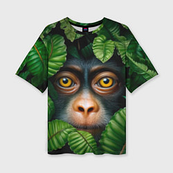Женская футболка оверсайз Черная обезьянка