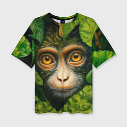 Женская футболка оверсайз Обезьянка в джунгли