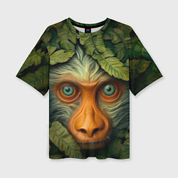 Женская футболка оверсайз Обезьяна в джунглях