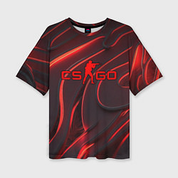Женская футболка оверсайз CSGO red abstract