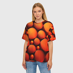 Футболка оверсайз женская Оранжевы е круглые плиты, цвет: 3D-принт — фото 2