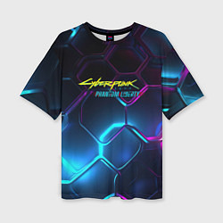 Футболка оверсайз женская Neon cyberpunk logo, цвет: 3D-принт